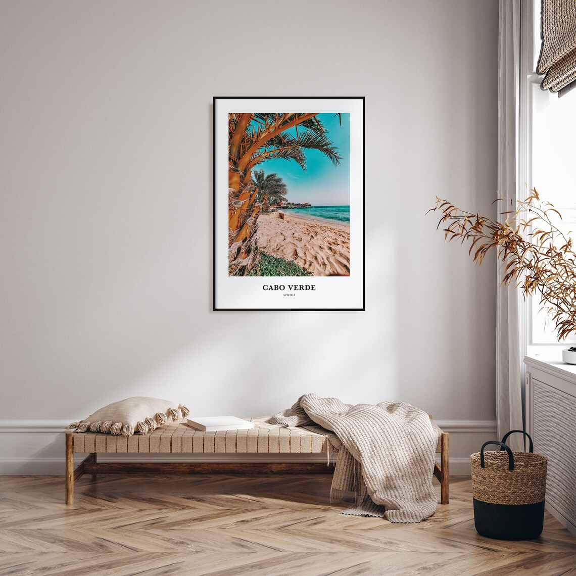 Cabo Verde Africa Palm Fringed Beach Turquoise Sea Photo Poster - Image 3