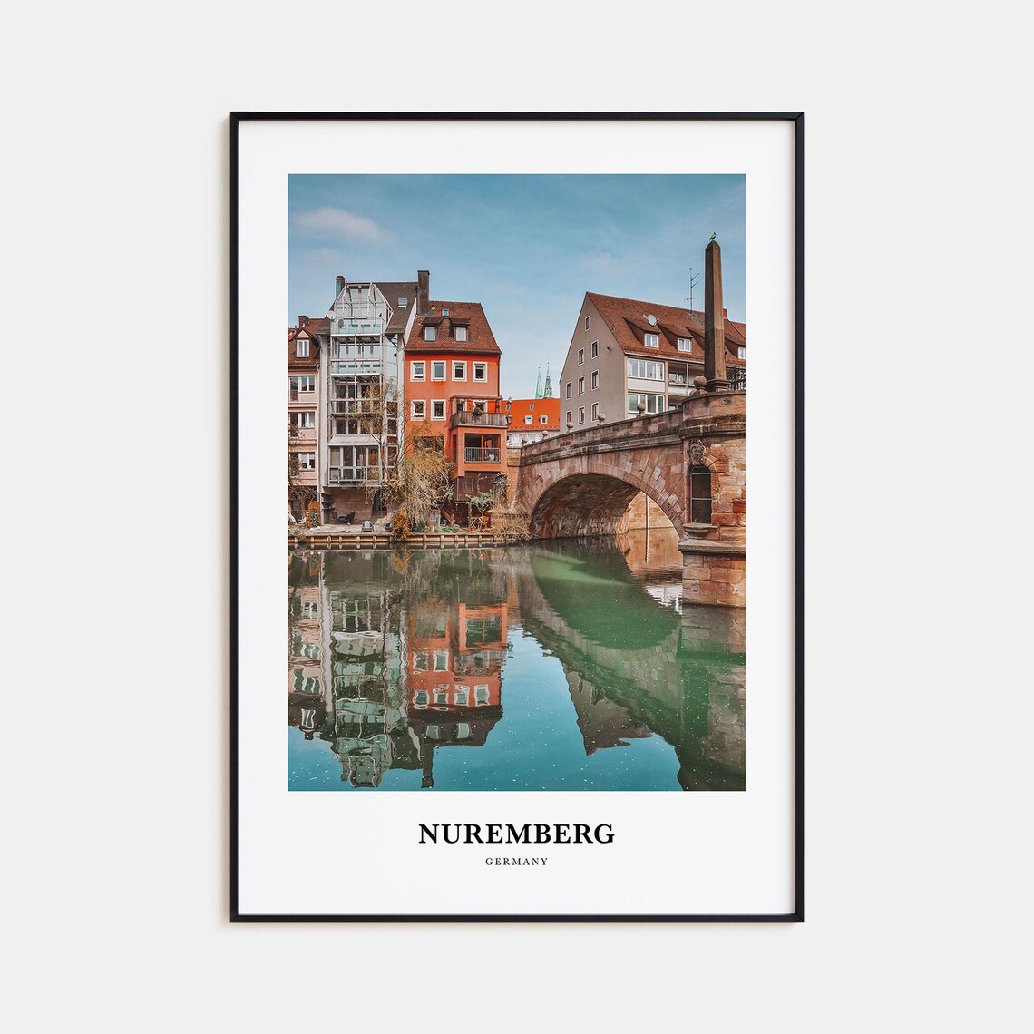 Nuremberg Germany Stone Bridge Old Town River Photo Travel Poster