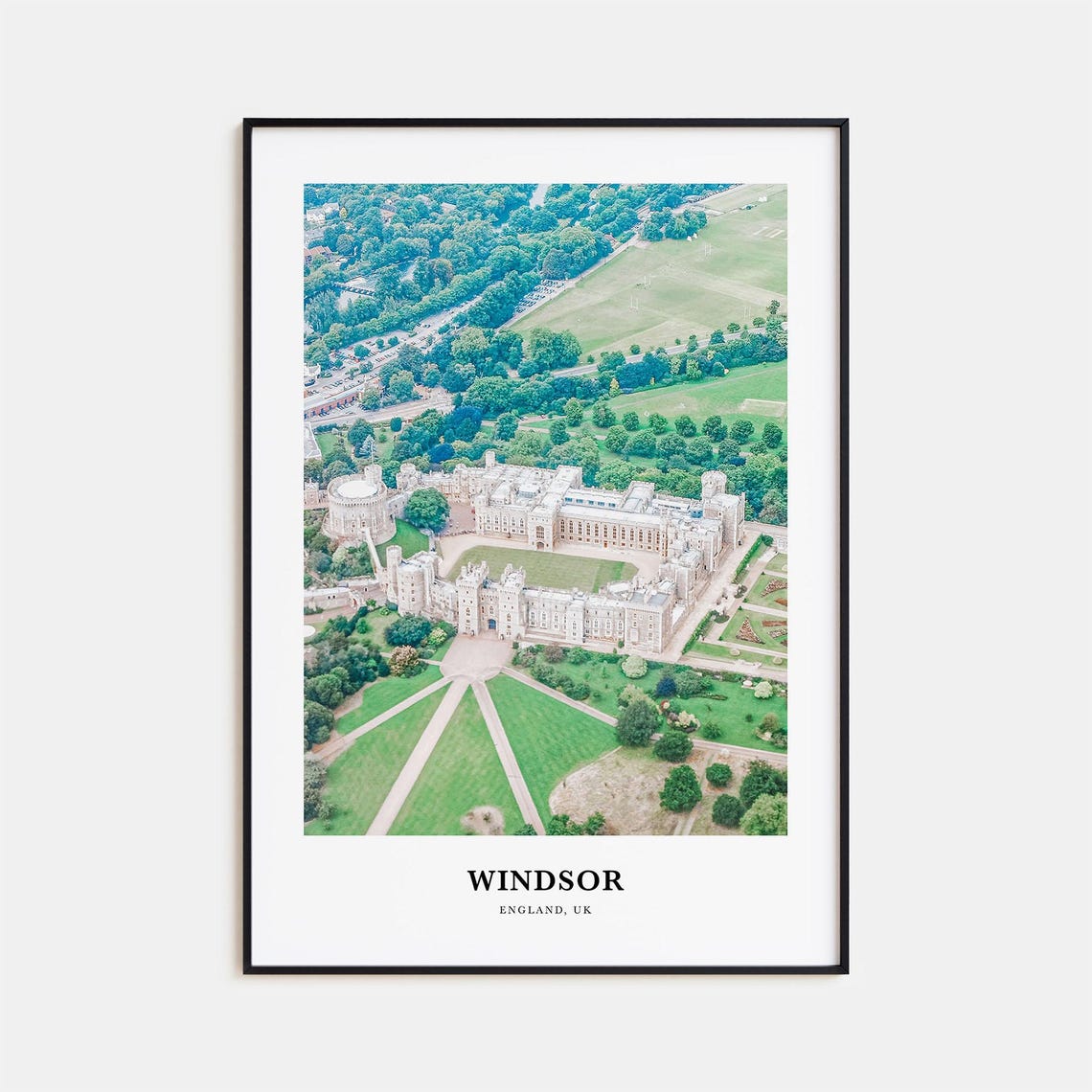 Windsor England Aerial Castle Gardens Royal Estate Travel Poster