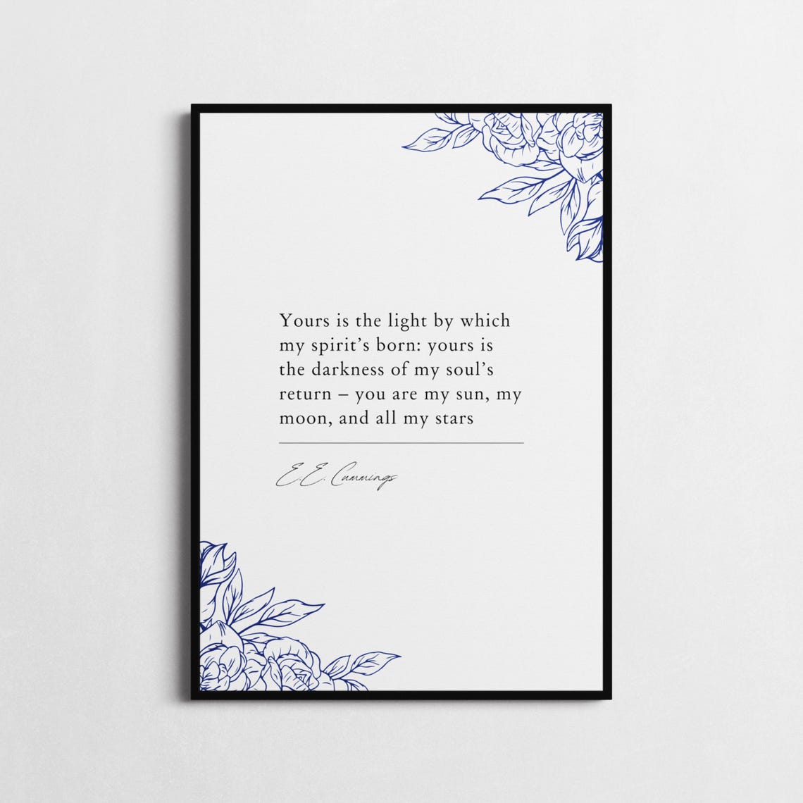 E.E. Cummings Sun Moon Stars Romantic Love Minimalist Quote Poster - Image 2