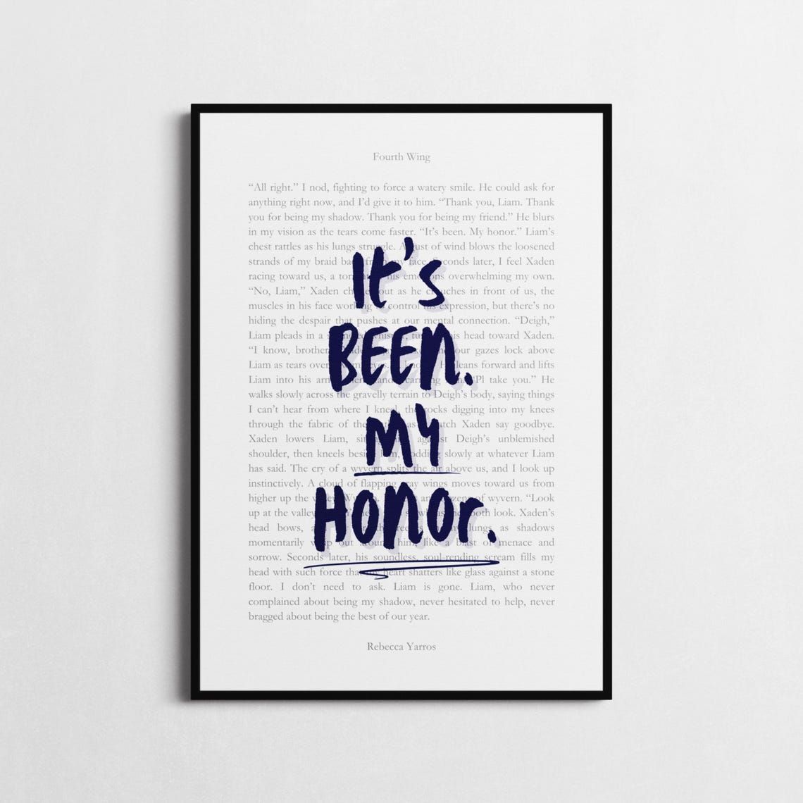 Rebecca Yarros Fourth Wing Liam It's Been My Honor Book Page Print