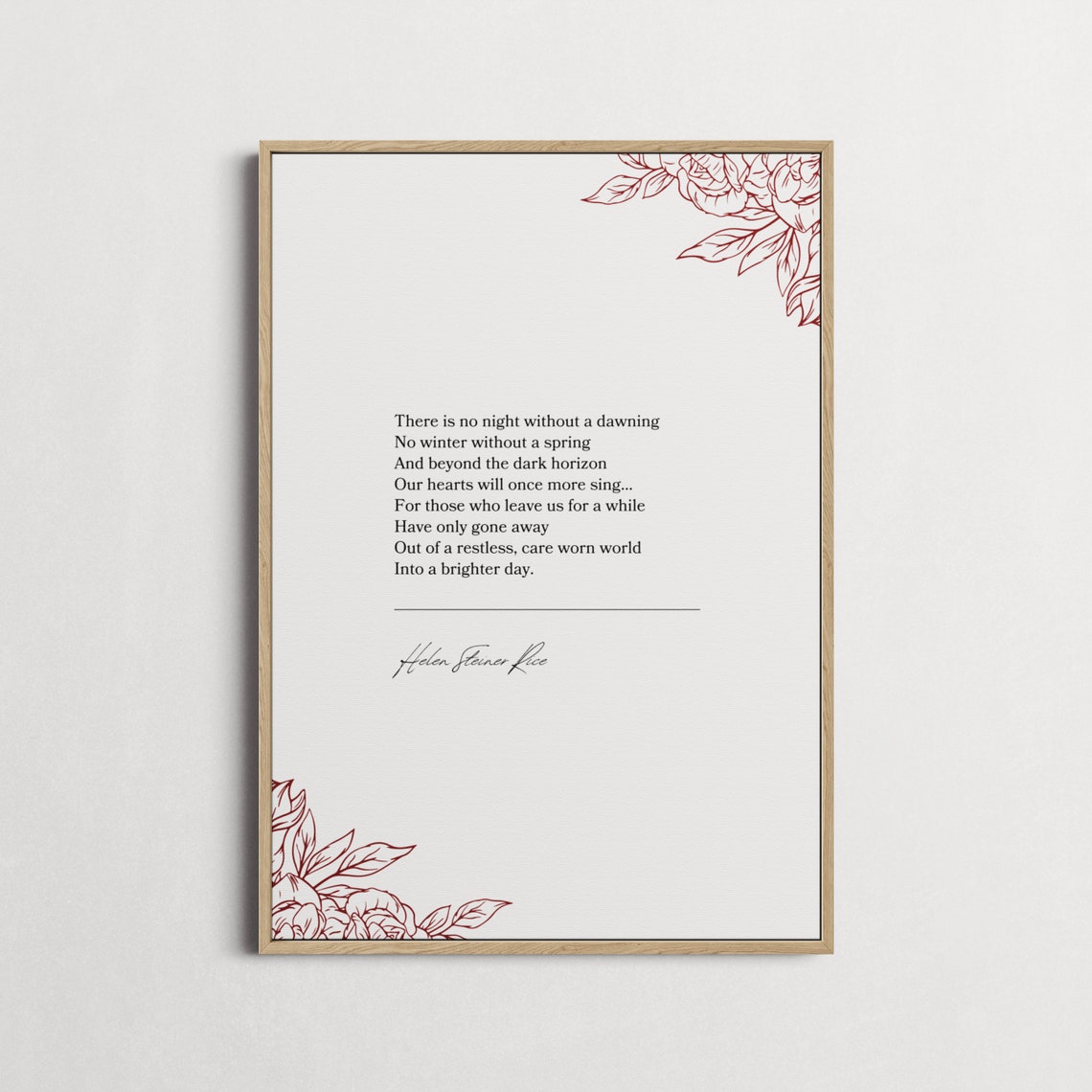 Helen Steiner Rice No Night Without A Dawning Grief Poem Quote Poster - Image 3