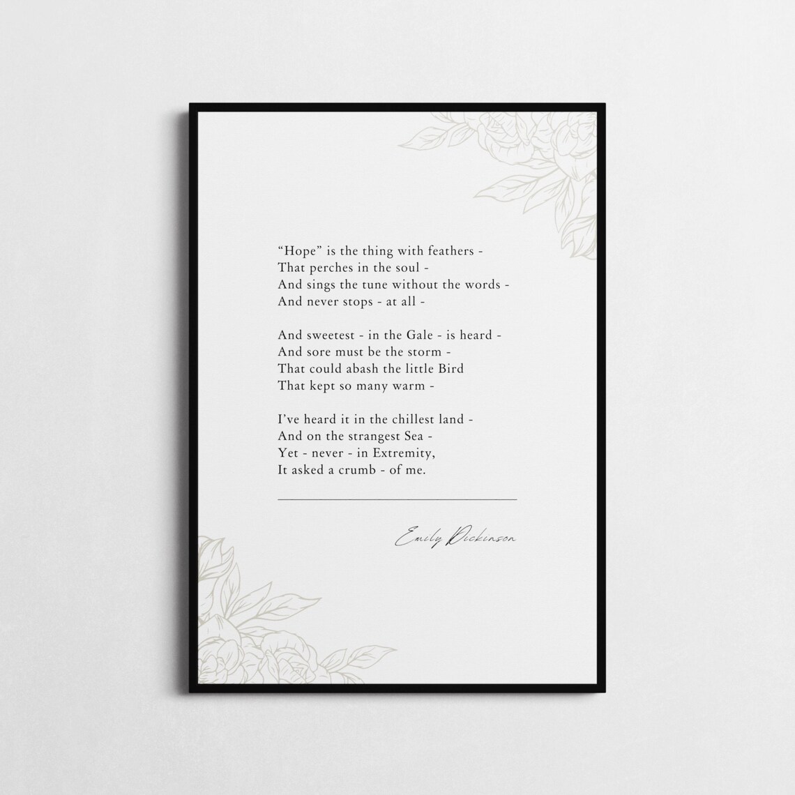 Emily Dickinson Hope Is The Thing With Feathers Botanical Quote Poster - Image 5