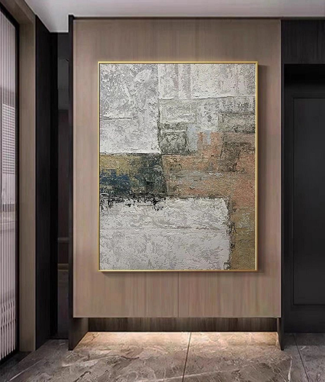 Gray Silver Rust Blocks Abstract Industrial Loft Art Wall Poster - Image 4