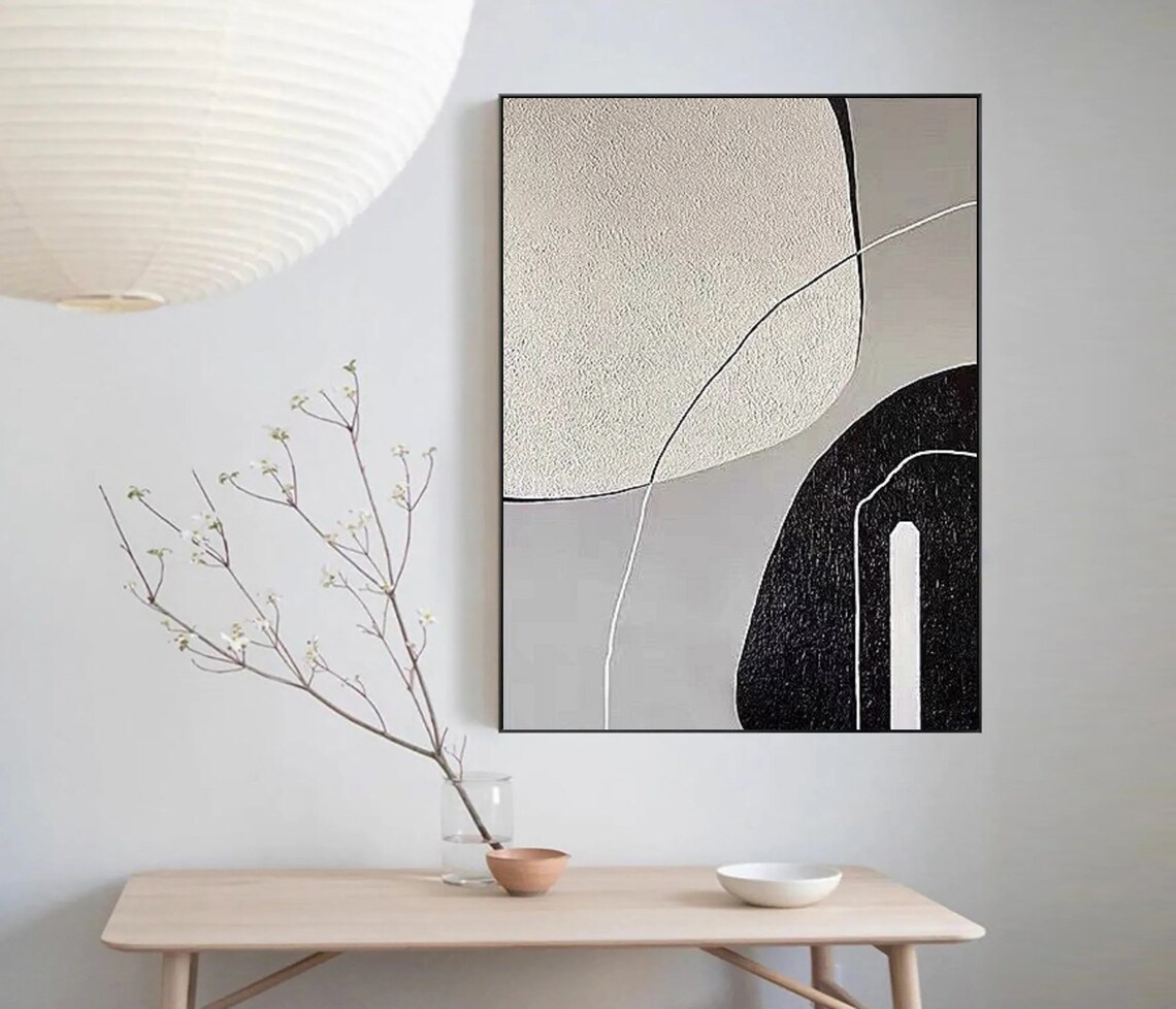 Gray White Textured Wall Art Original Abstract Painting Wabi Sabi Wall Art White Textured Painting Oil Hand Painting Home Wall Art Painting - Image 4