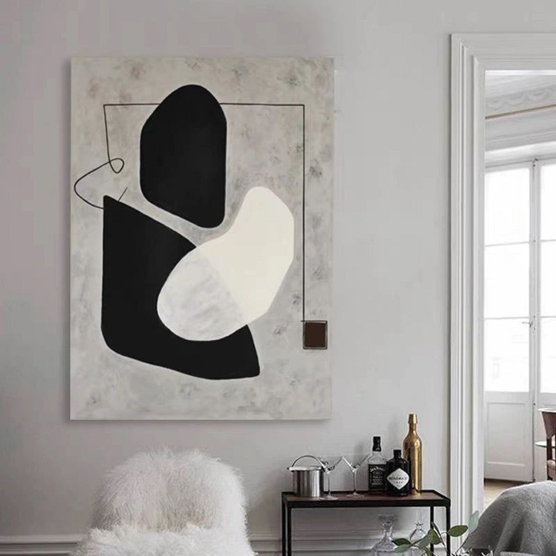 Black White Organic Shapes Abstract Gray Modern Gallery Art Poster - Image 4