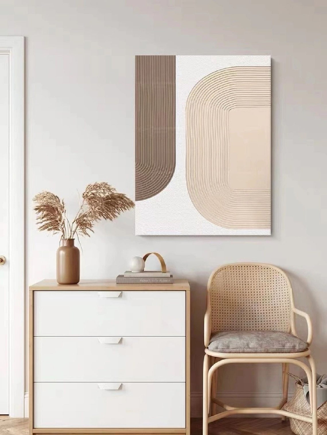 Beige Arch Wall Art Beige Textured Wall Art Beige Painting Beige And White Minimalist Art Beige Wall Art Beige Abstract Art Beige Wall Art - Image 3