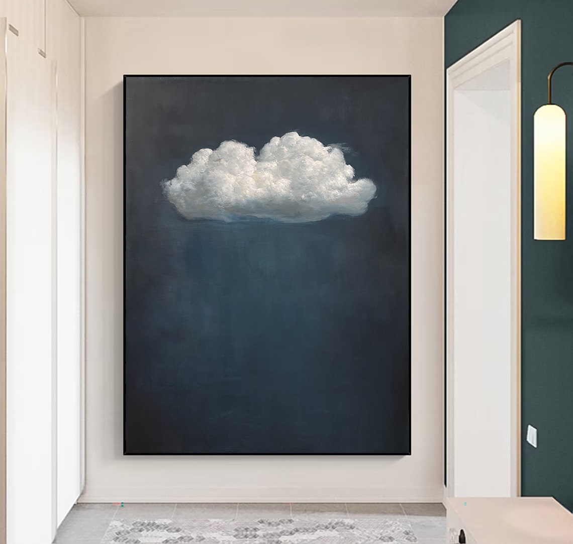 White Cumulus Cloud Glowing Over Deep Indigo Night Sky Poster - Image 4