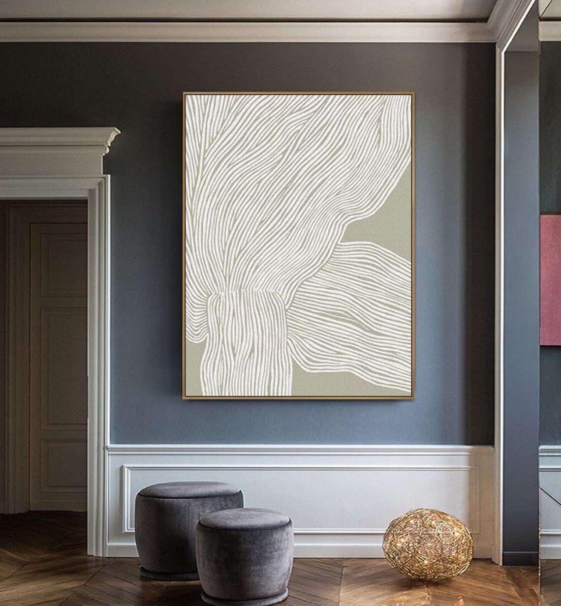 Green White Abstract Painting On White Textured Painting Modern Abstract Wall Art Painting Green Textured Wall Art Neutral Artwork - Image 4