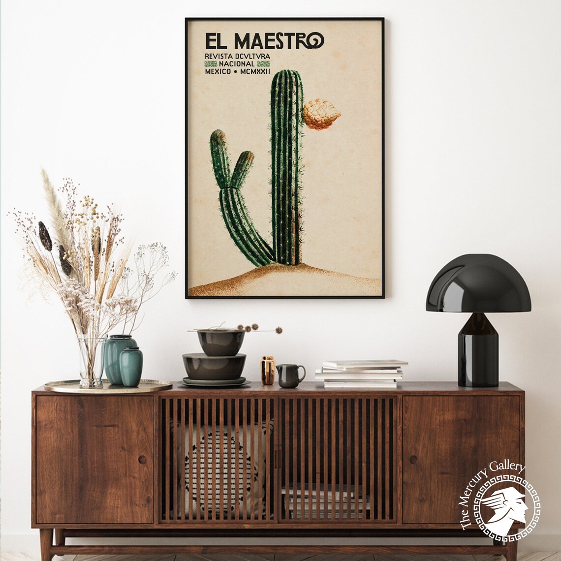Mexican Vintage Blooming Cactus Art Print - Image 6