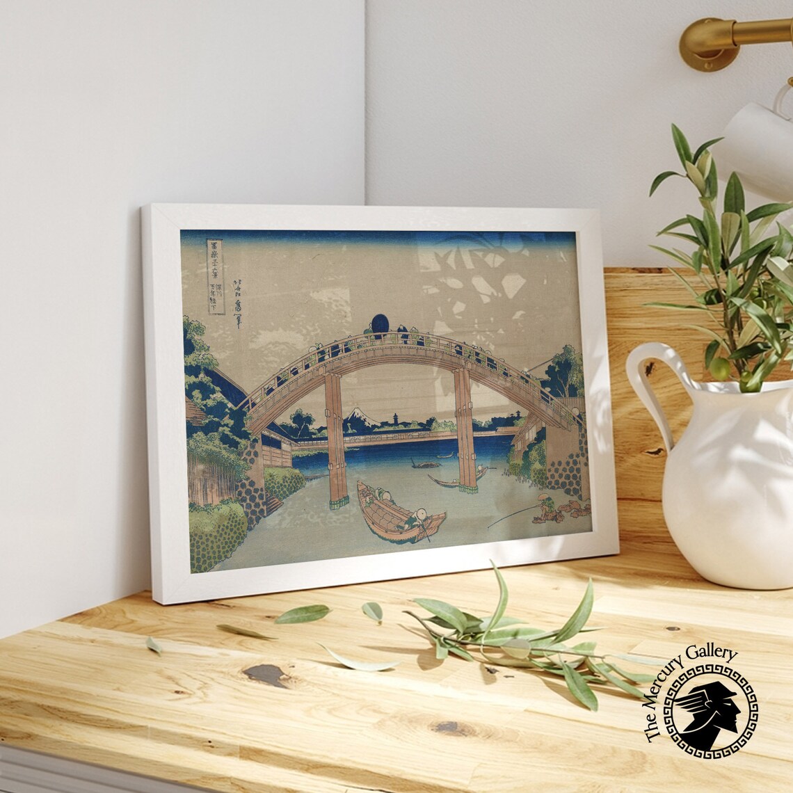 Hokusai Under Mannen Bridge Fukagawa Arched Canal Mount Fuji Ukiyo E Poster - Image 5