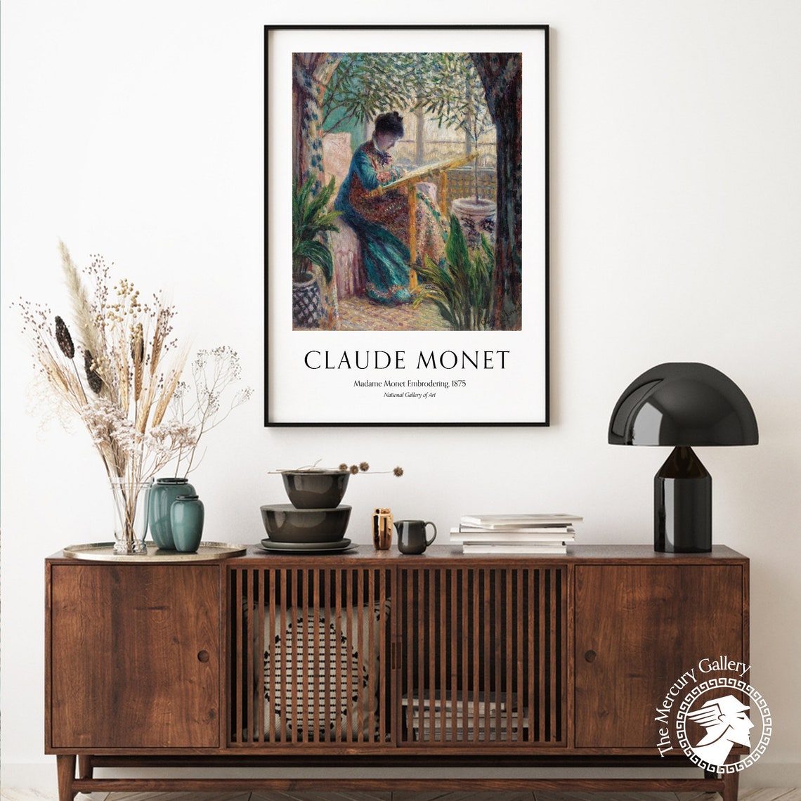 Claude Monet Madame Monet Embroidering Vintage Impressionist Poster - Image 3