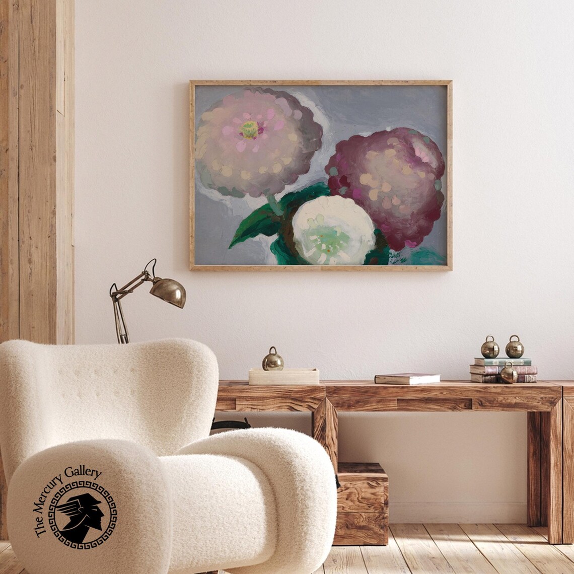 Georgia O'Keeffe 3 Zinnias Pink Floral Close Up Botanical Art Print - Image 3