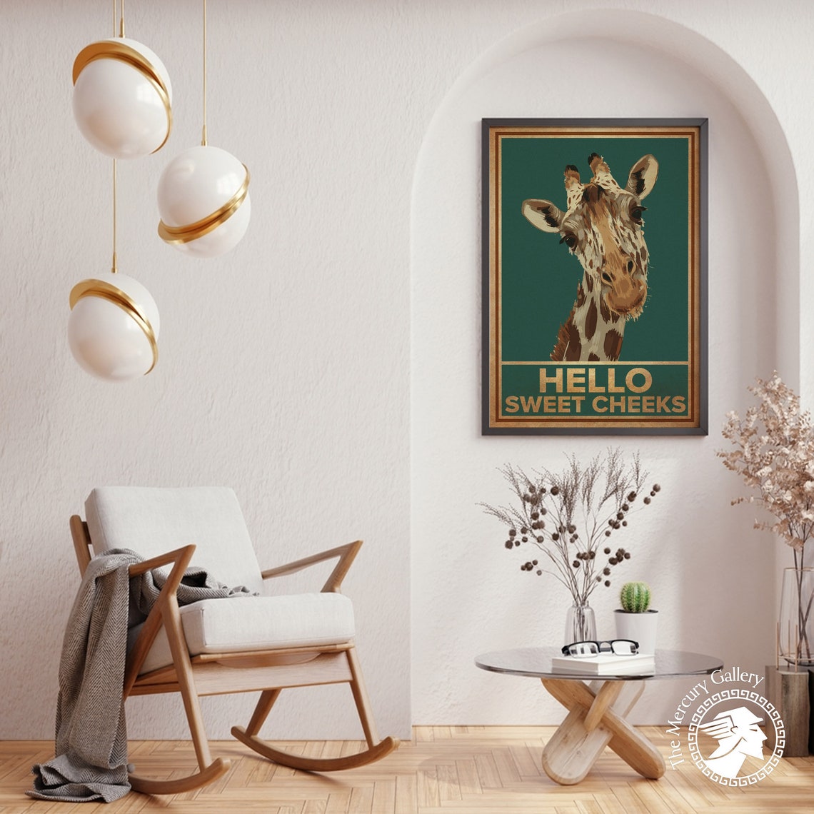 Giraffe Hello Sweet Cheeks Funny Vintage Retro Bathroom Wall Poster - Image 4