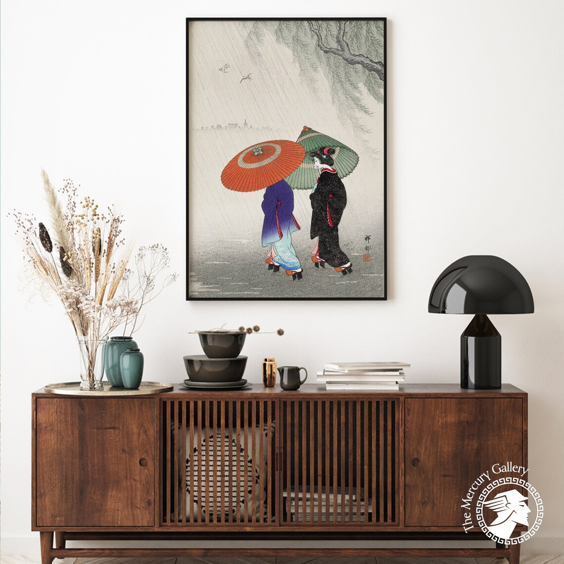 Ohara Koson Vintage Poster Print, Two Women in the Rain - Image 6