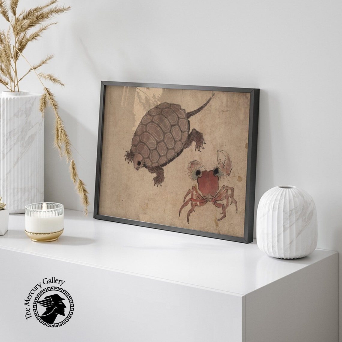 Hokusai Turtle and Crab Manga Vintage Japanese Animal Study Art Poster - Image 3