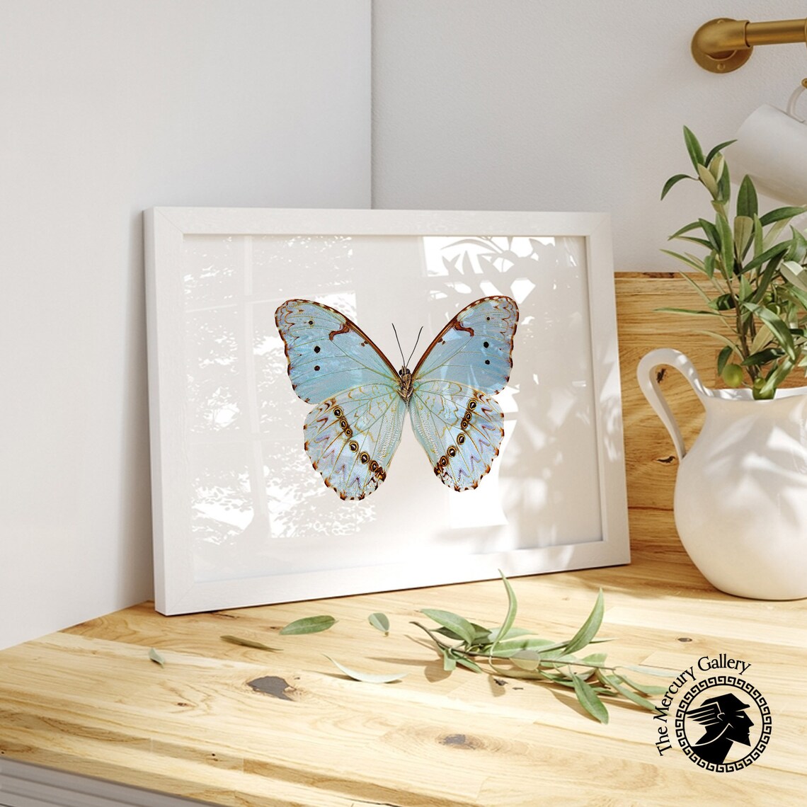 Blue Butterfly Vintage Rustic Butterfly Art Print - Image 5
