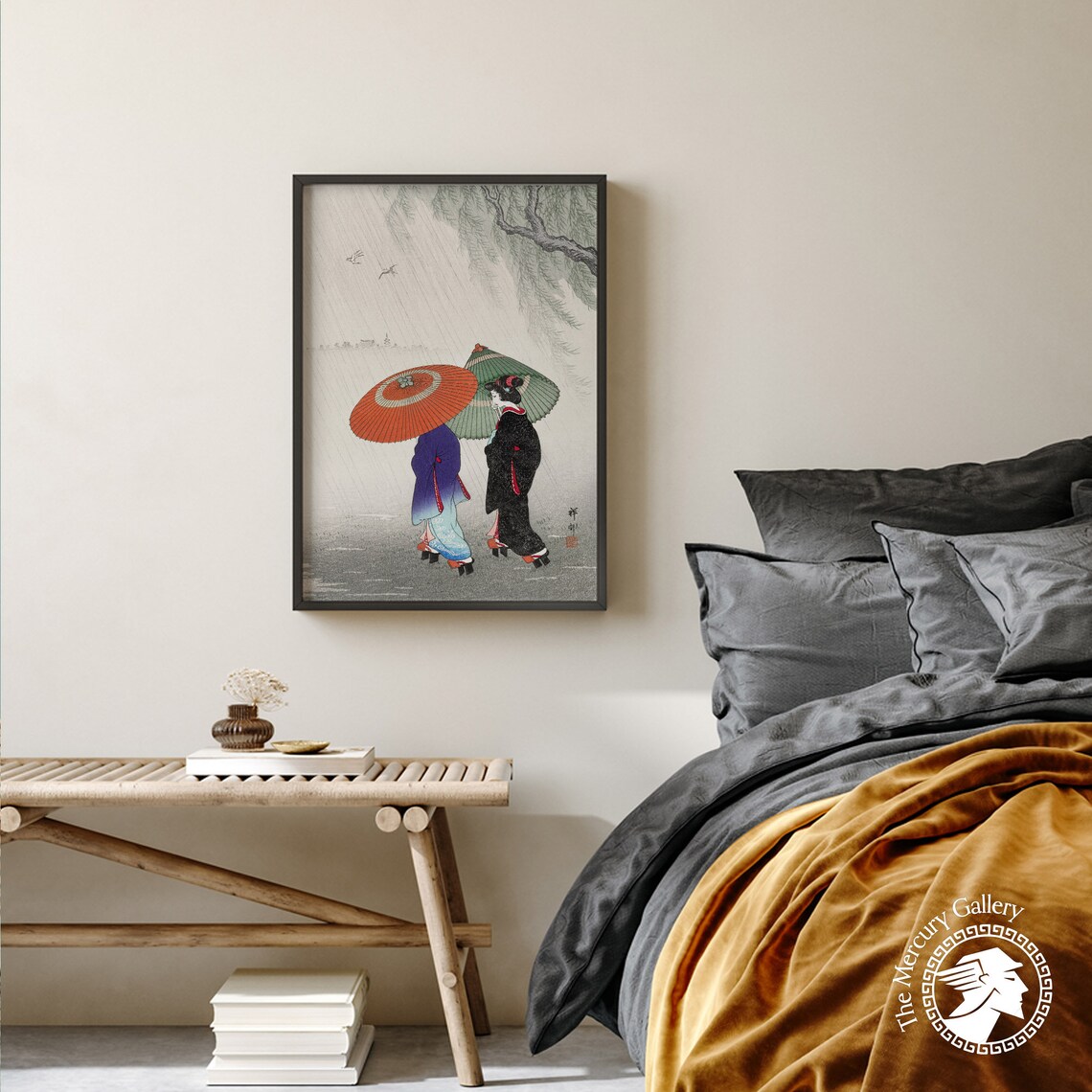Ohara Koson Vintage Poster Print, Two Women in the Rain - Image 2