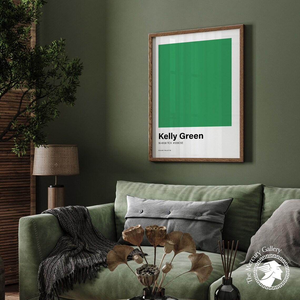 Kelly Green Color Palette Swatch Minimalist Bold Green Wall Art Poster - Image 5