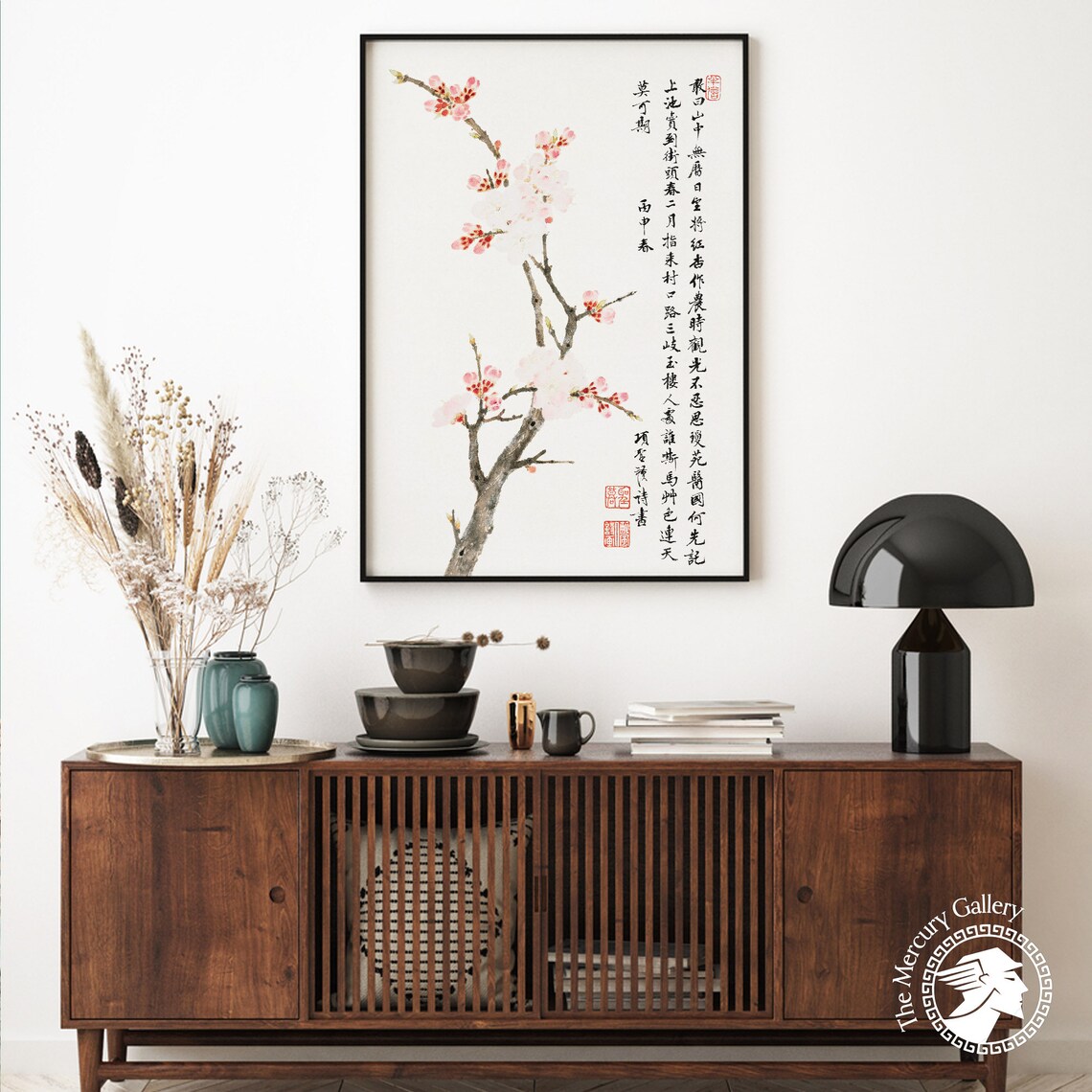 Chinese Cherry Blossom Vintage Painting Art Print - Image 6