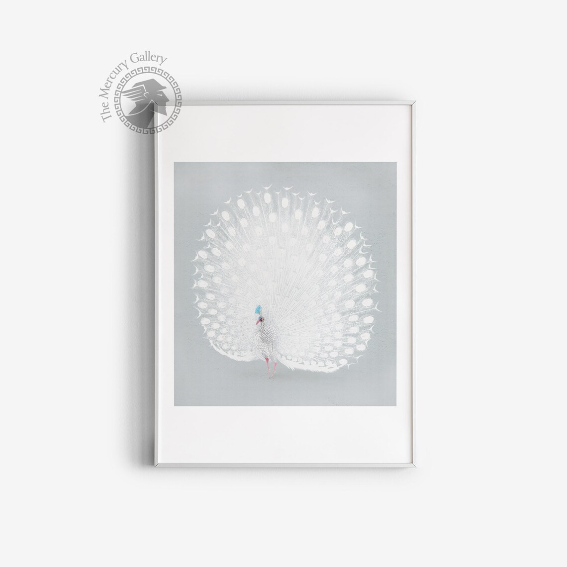 Japanese White Peacock Art Print, Ohara Koson Woodcut - Image 3