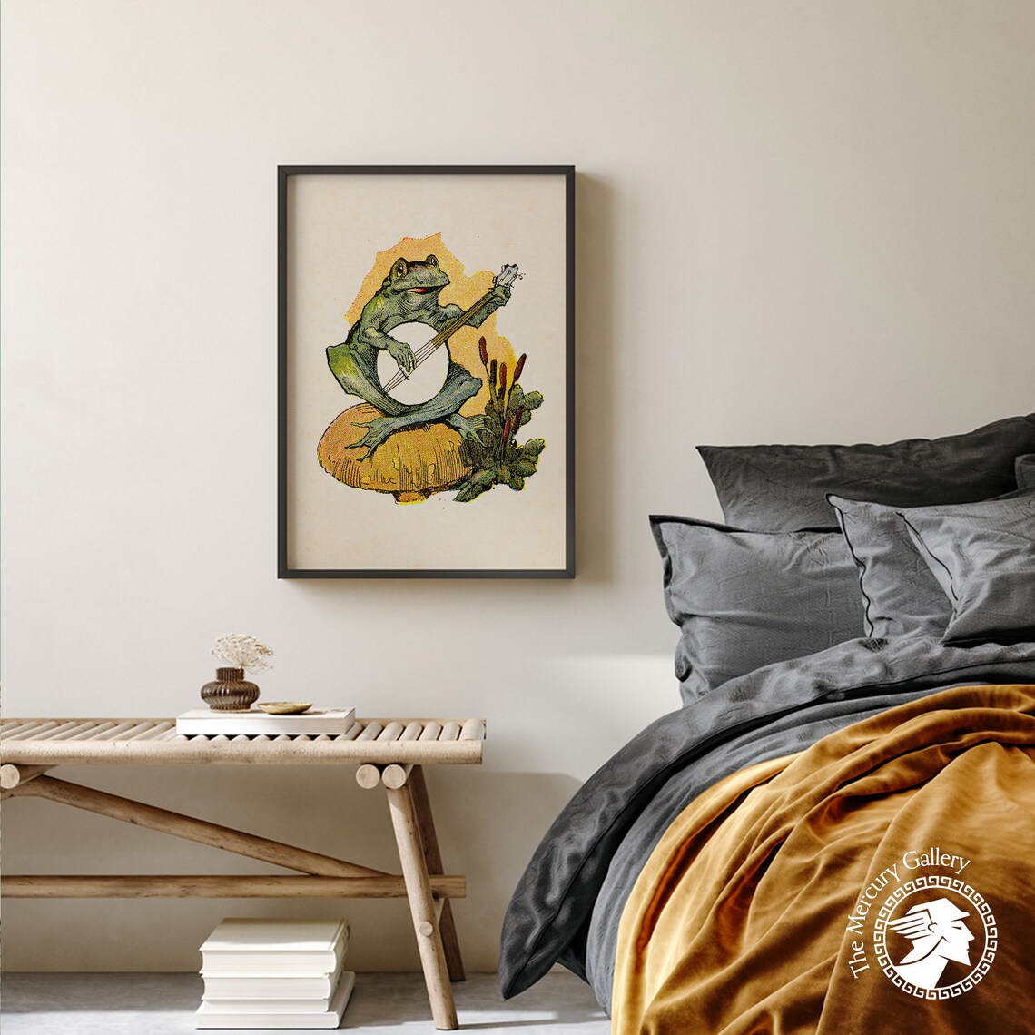 Frog Playing Violin In The Moonlight, Vintage Art Print - Image 2