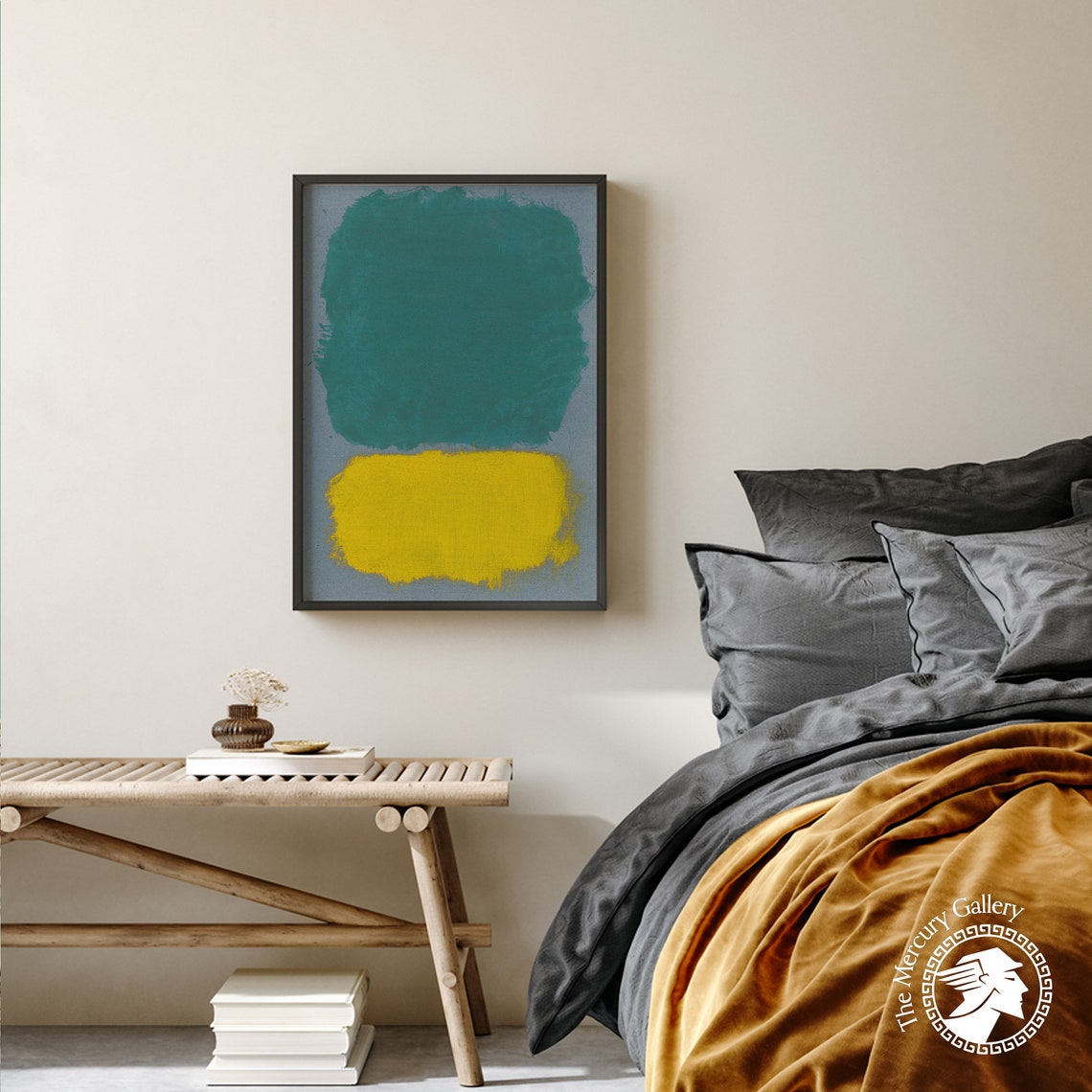 Mark Rothko Teal Green And Yellow Blocks On Gray Abstract Poster - Image 4