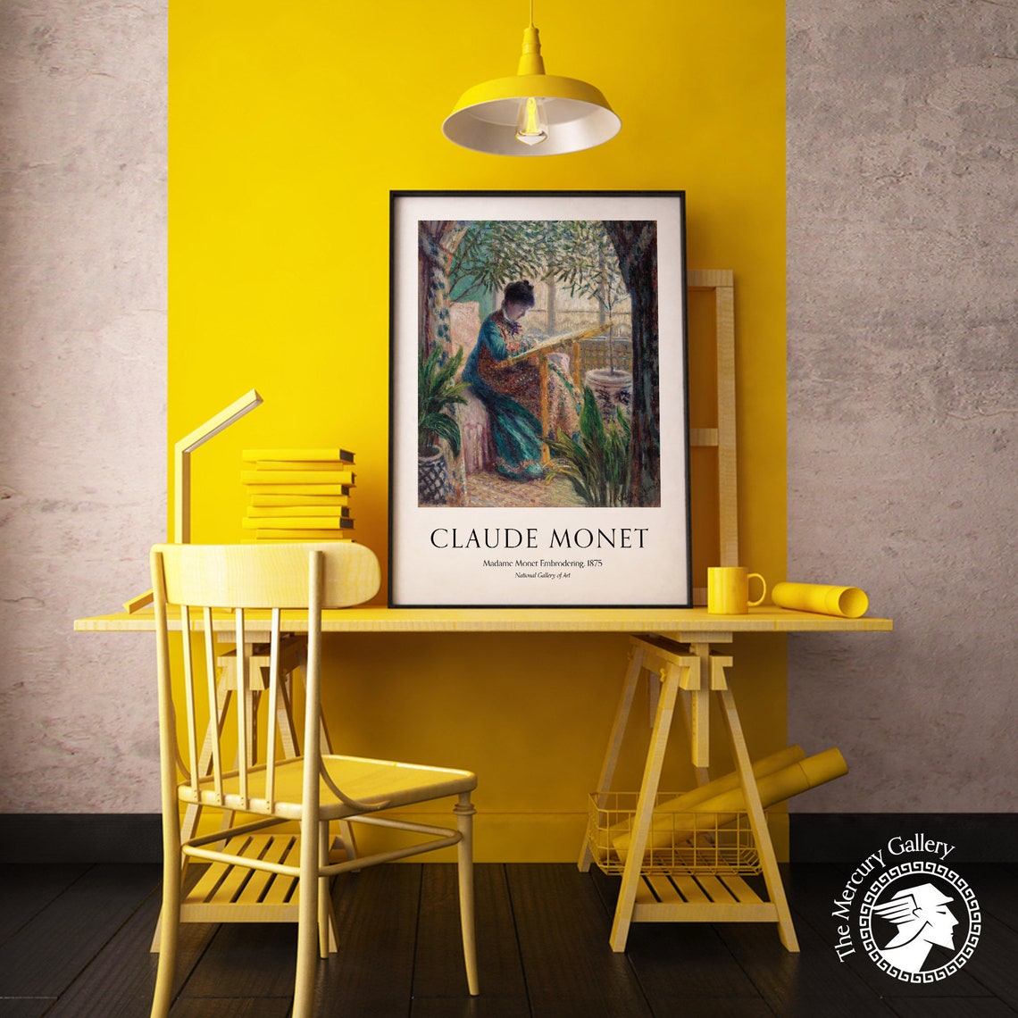 Claude Monet Madame Monet Embroidering Vintage Impressionist Poster - Image 4