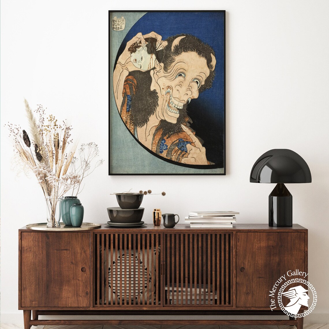 Hokusai Laughing Demoness Oni Spirit Vintage Japanese Woodblock Art Poster - Image 5