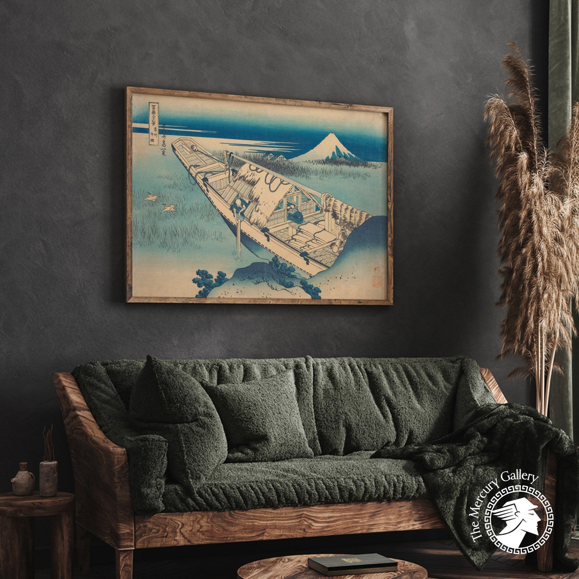 Hokusai Umezawa Marsh Ferry Boat Mount Fuji at Dawn Ukiyo E Art Poster - Image 2