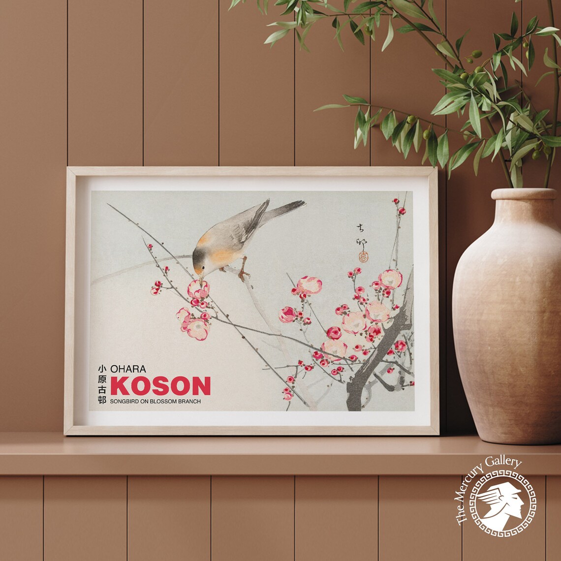 Ohara Koson Bird Woodblock Print, Vintage Songbird