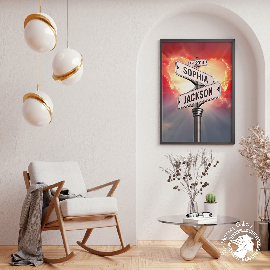 Personalized Vintage Street Sign Couples Names Sunset Art Poster - Image 3