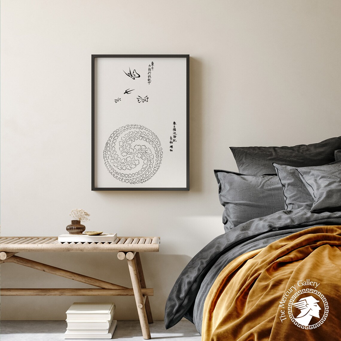 Taguchi Tomoki Butterflies Birds Minimalist Japanese Ink Art Poster - Image 2