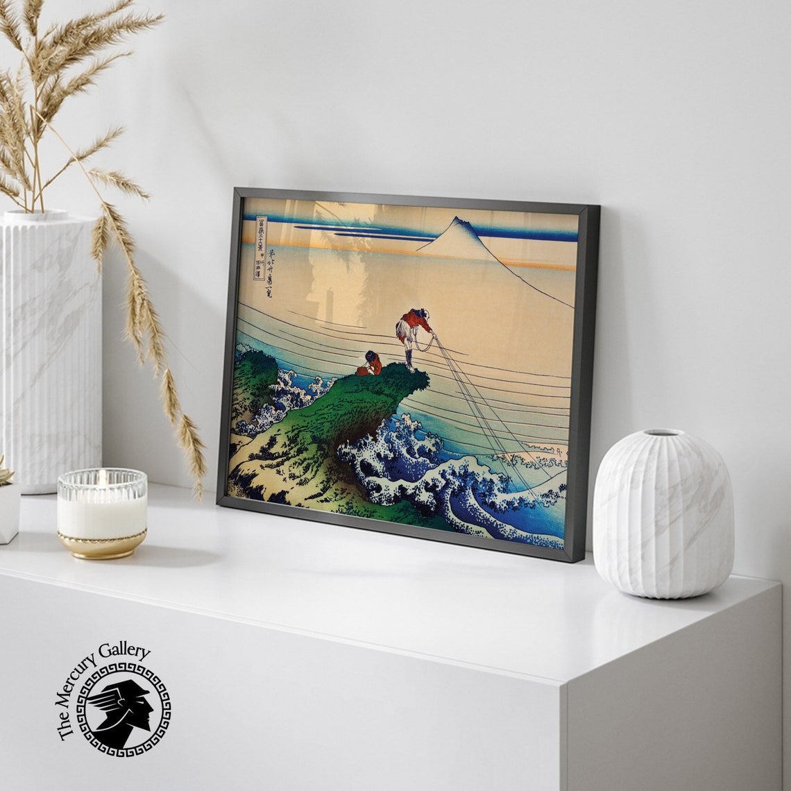 Hokusai Kajikazawa Kai Fishermen Nets Mount Fuji Woodblock Poster - Image 2