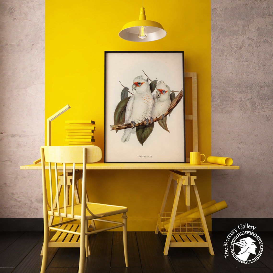Vintage Long-Billed Corella Pair Antique White Cockatoo Art Print - Image 6