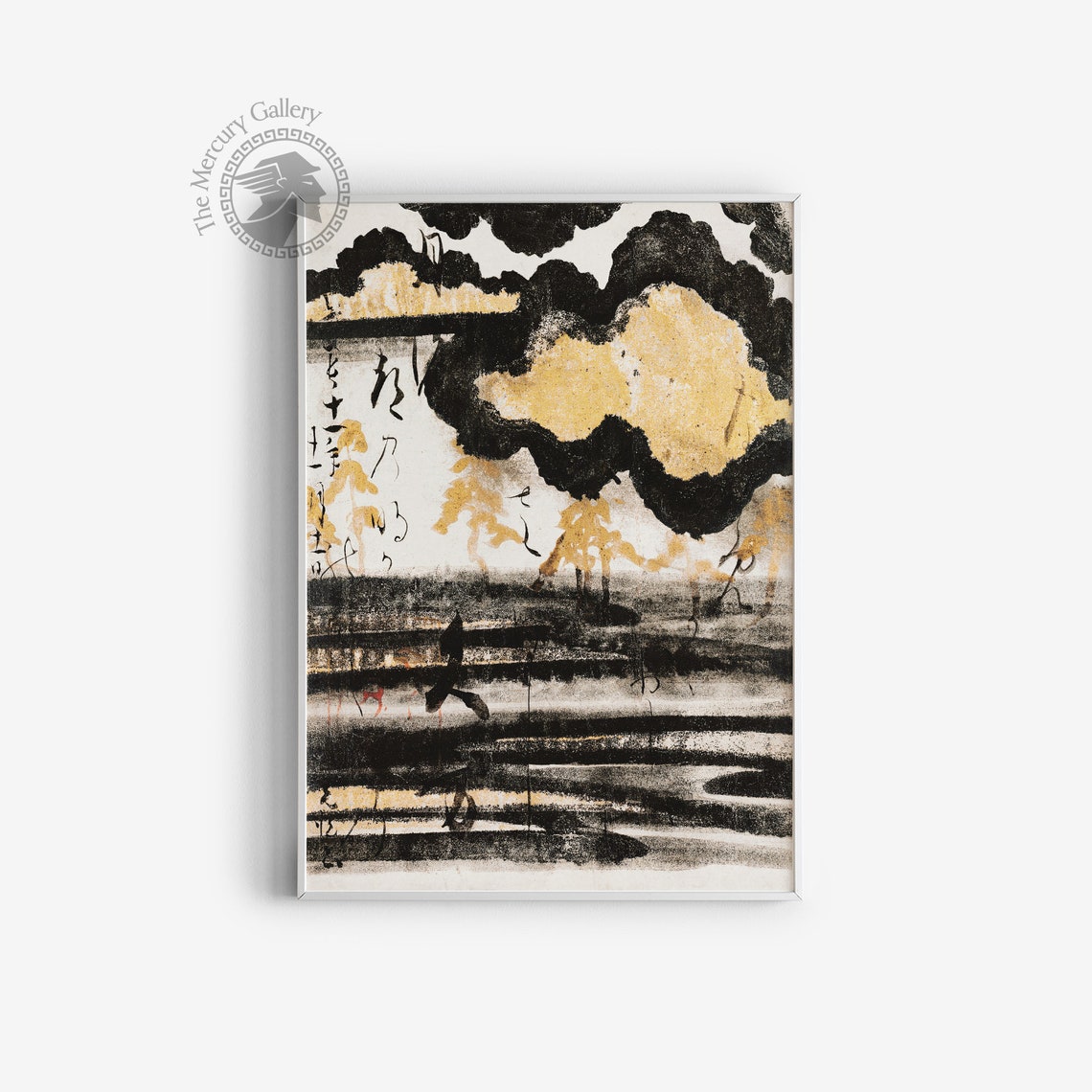 Vintage Japanese Poem Card Calligraphy Ink Painting Wall Art Poster - Image 4