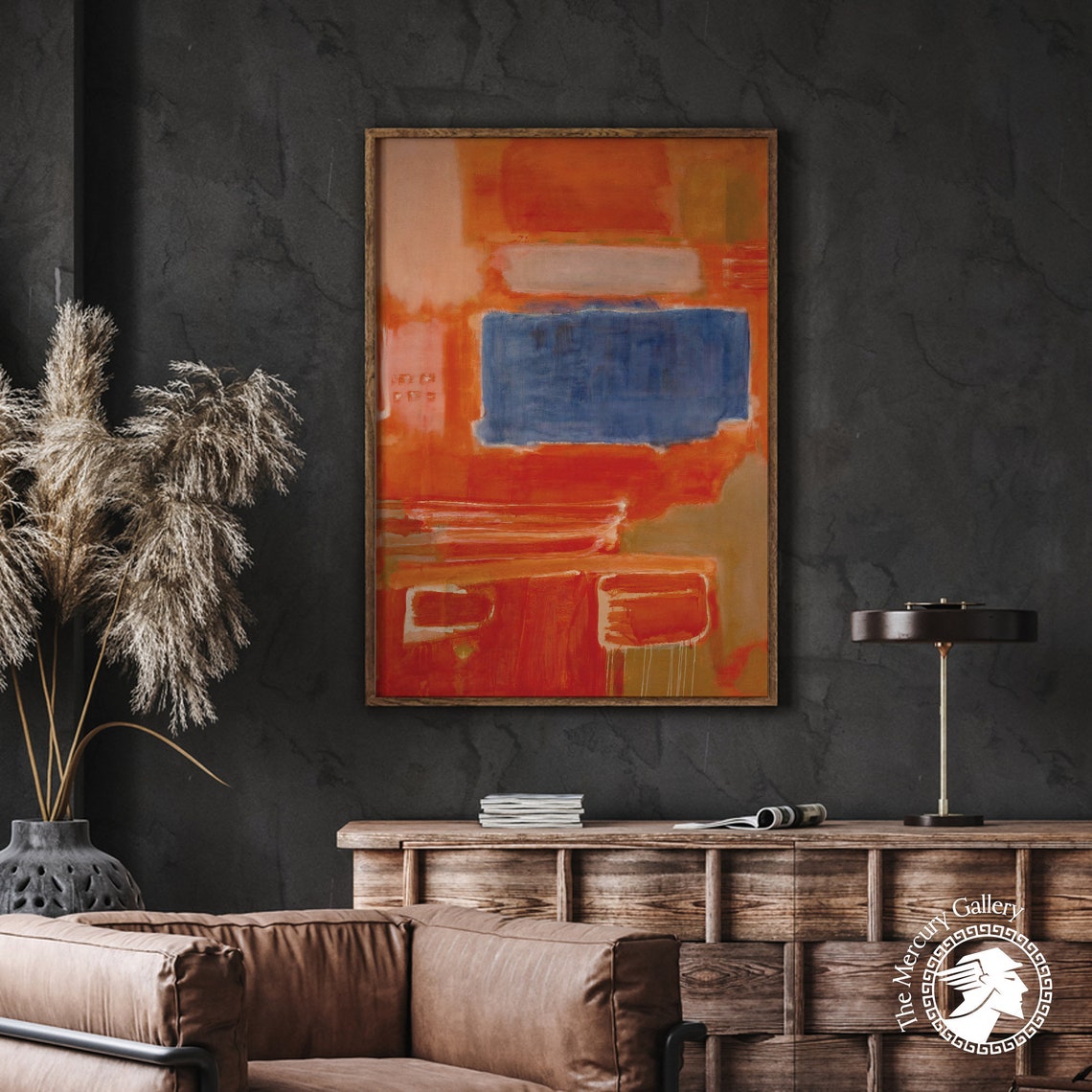 Mark Rothko Blue Rectangle On Red Abstract Expressionist Art Poster - Image 2