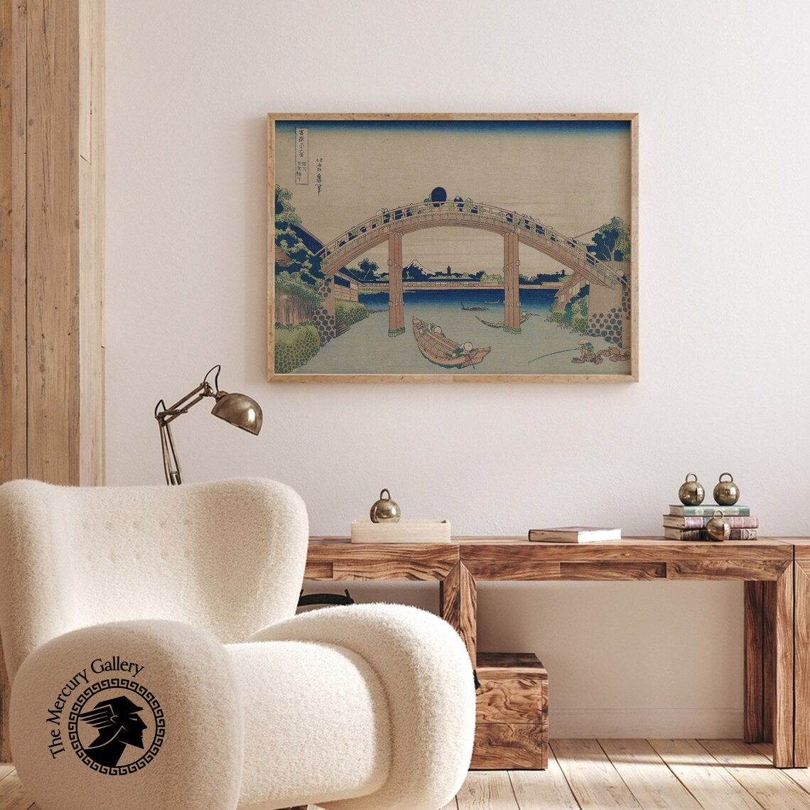 Hokusai Under Mannen Bridge Fukagawa Arched Canal Mount Fuji Ukiyo E Poster - Image 4