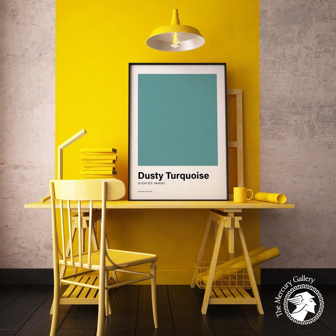 Dusty Turquoise Color Poster Print Great Color Scheme Minimalistic Design Trending Colour Print Complementary Wall Poster - Image 5