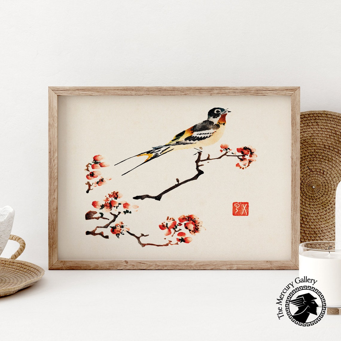Swallow Perched On Blossoming Branch Vintage Japanese Bird Art Poster - Image 6