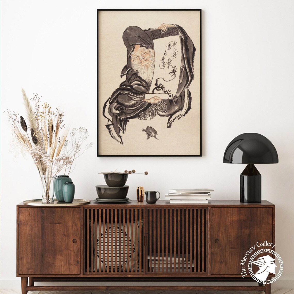 Hokusai Scholar Scroll Turtle Ink Sketch Vintage Japanese Art Poster - Image 3