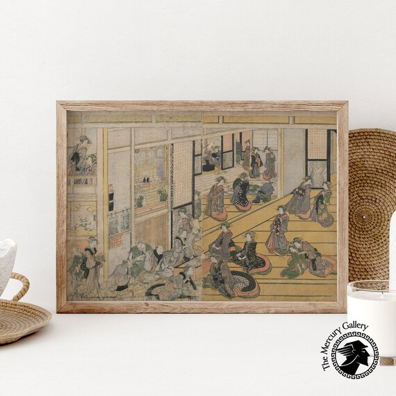 Hokusai New Year's Day at the Ogiya Yoshiwara Courtesans Ukiyo E Art Poster