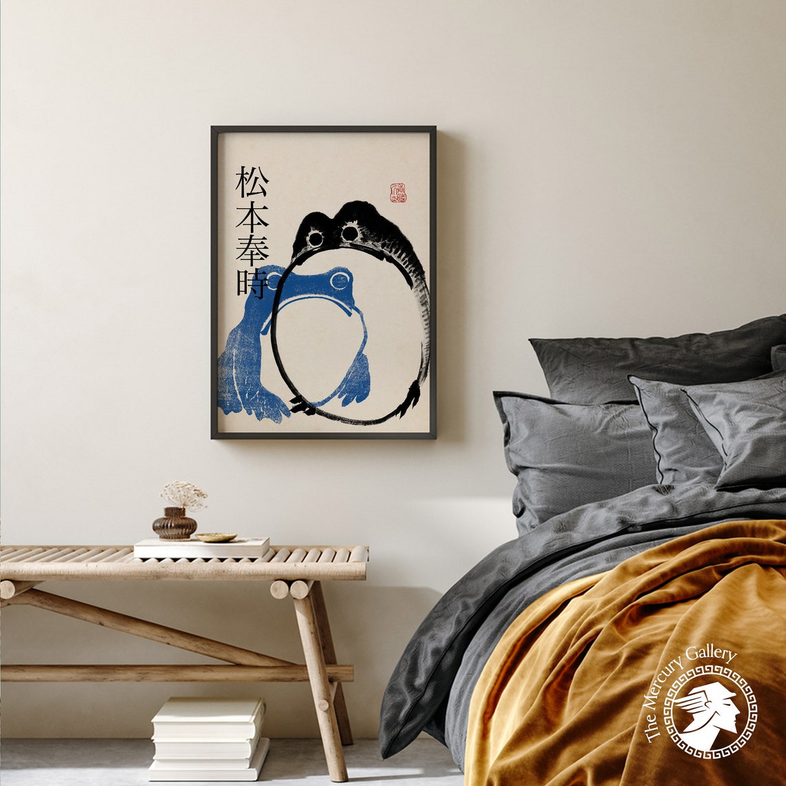 Matsumoto Hoji Art Print Japanese Frog Poster Blue Black Matsumoto Hoji Animal Art Print Frog Poster Funny Animal Print Animal Gift - Image 2