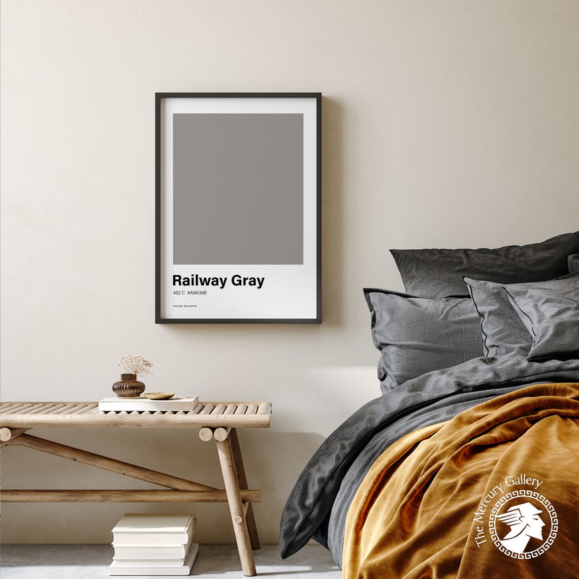 Railway Gray Color Palette Swatch Minimalist Warm Gray Wall Art Poster - Image 2