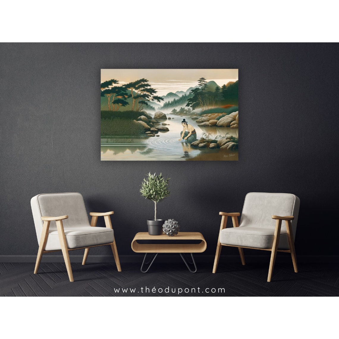 Ink Wash Landscape Painting 10 Song Of The Stream Artist Signed Art Living Room Wall Decor Korean Fine Art Gift Horizontal Print - Image 2