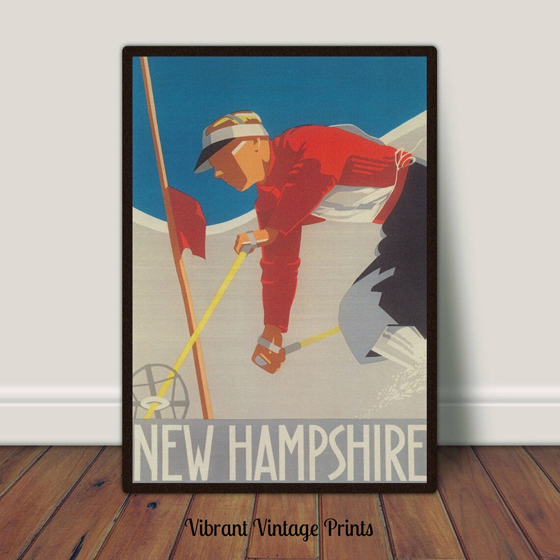 Vintage Ski Poster, New Hampshire Winter Art Print