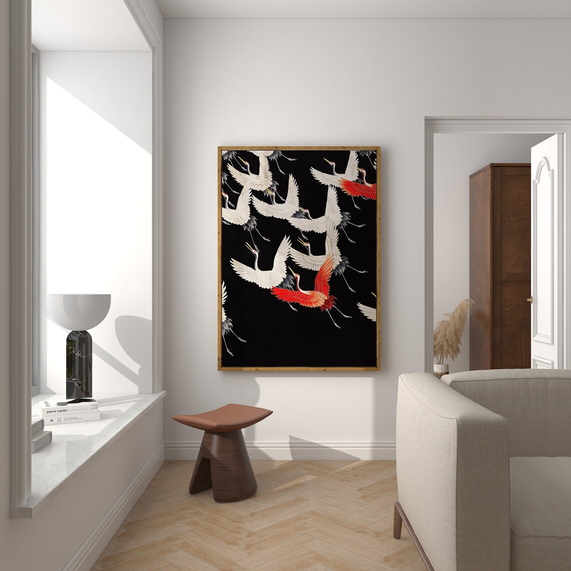 Flying Cranes Vintage Japanese Wall Art Print