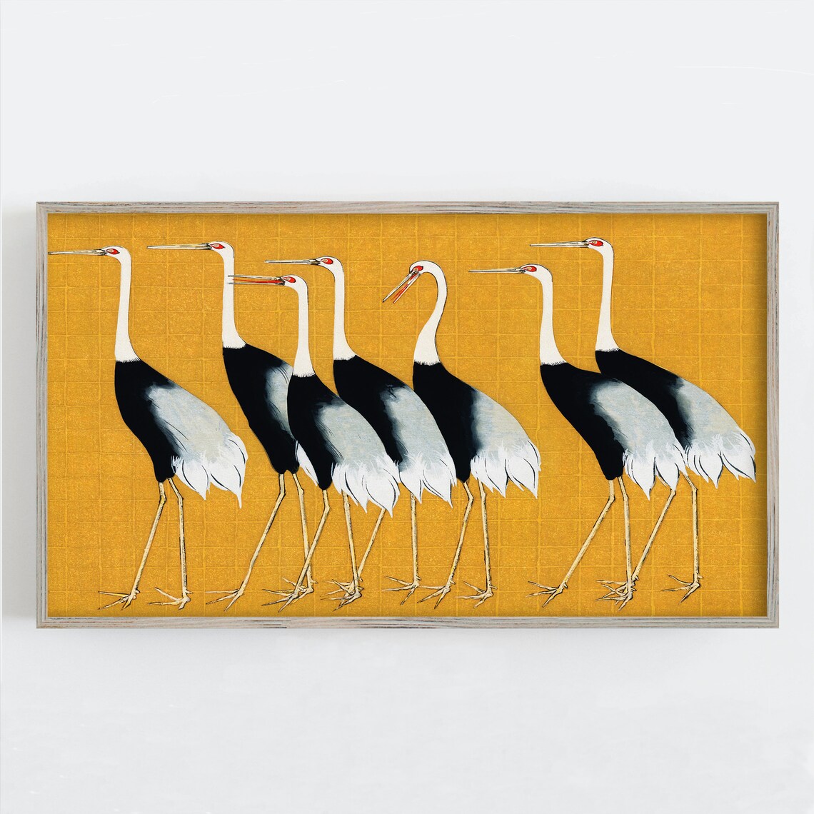Vintage Cranes Art Print, Asian Bird Wall Decor