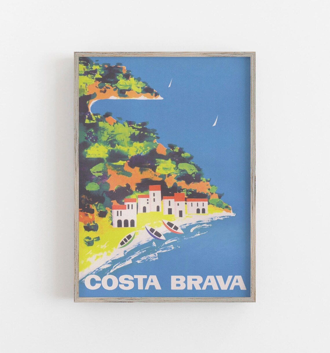 Costa Brava Spain Vintage Travel Poster, Beach Art