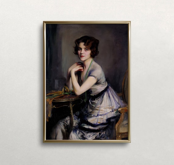 Vintage Woman Portrait Art Print, Moody Decor